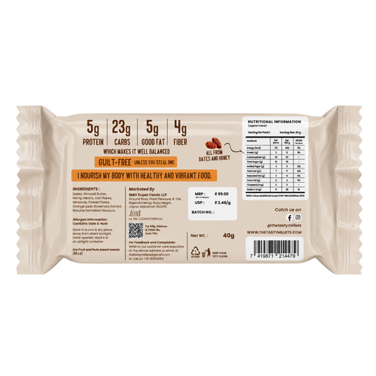 The back of a 40g Muftin Gluten Free protein bar wrapper, showing nutritional information, ingredients, and barcode on a white background.