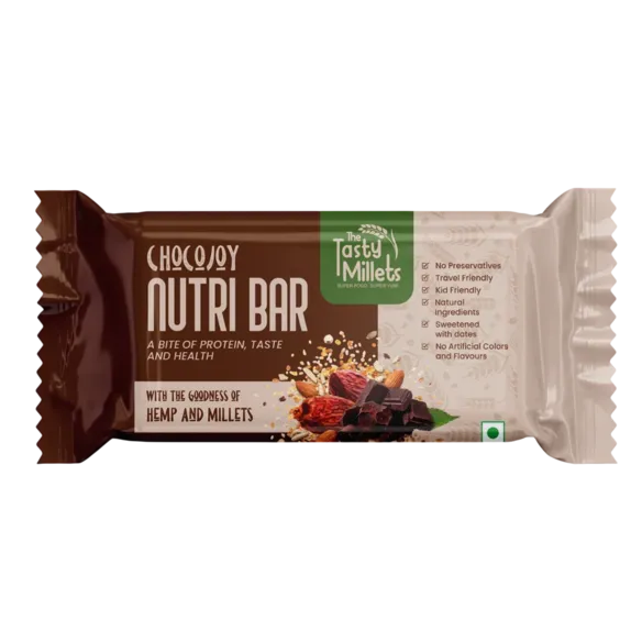Front View of ChcoJoy Nutri Bar The Tasty Millets made with goodness of hemp and millets