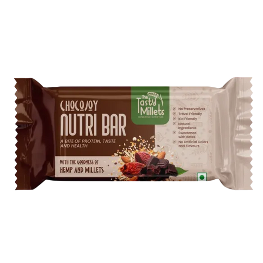 Front View of ChcoJoy Nutri Bar The Tasty Millets made with goodness of hemp and millets
