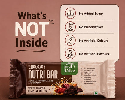 ChocoJoy Protein Nutri Bar by The Tasty Millets, no added sugar or preservatives
