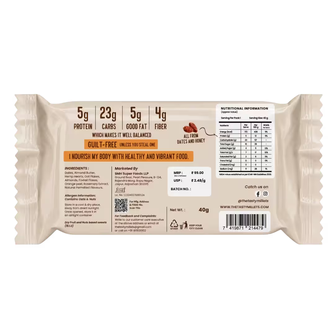 Made with goodness of millet and hemp seeds 