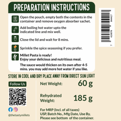 Millet Pasta (Pack of 3) - The Tasty Millets